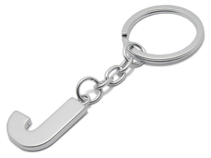 Schlüsselanhänger/Taschenanhänger Metall Großbuchstabe J silberfarben